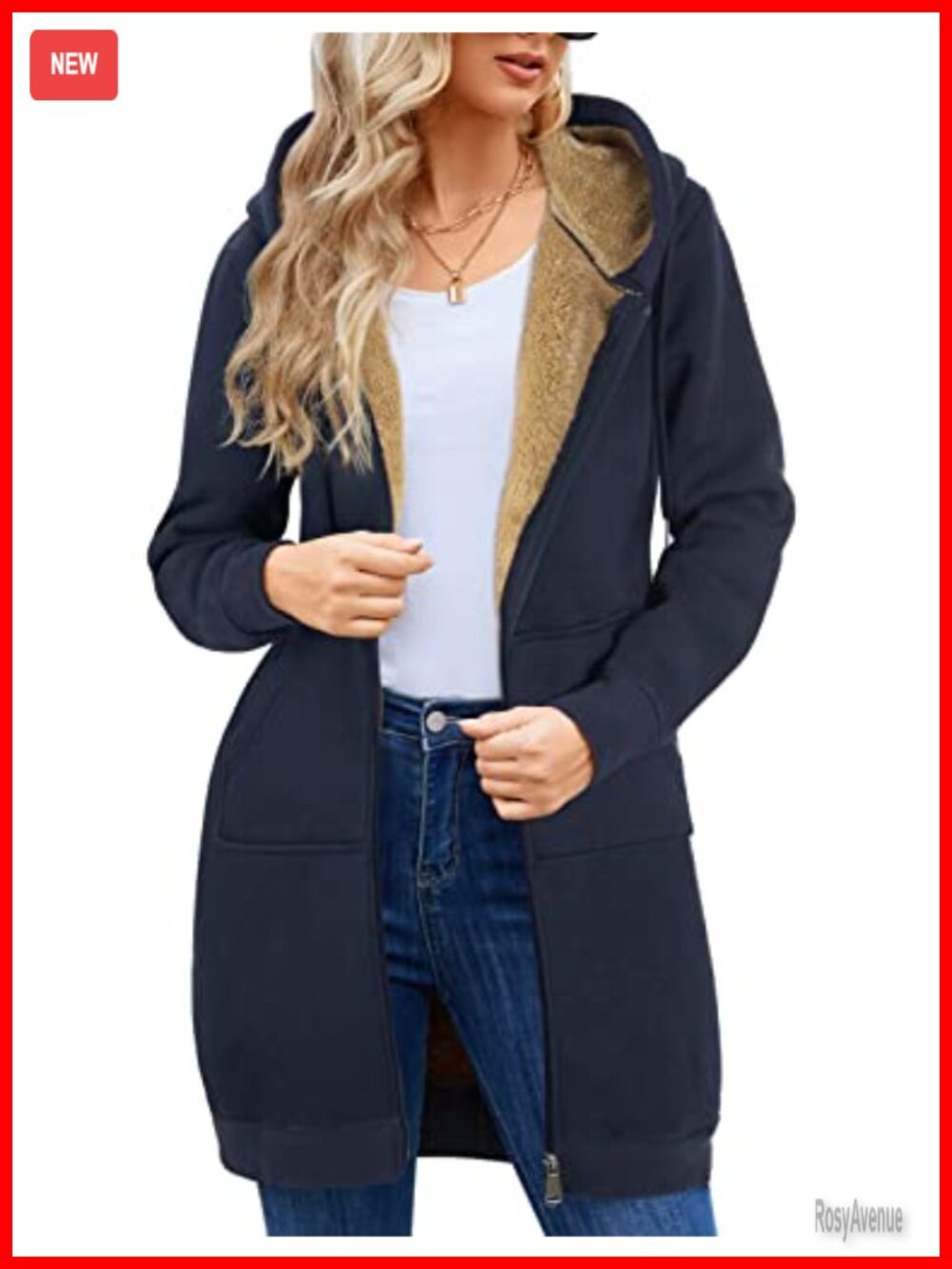 Women's Sherpa Lined Long Hoodie Zip Up Fleece Sweatshirt Winter Coat